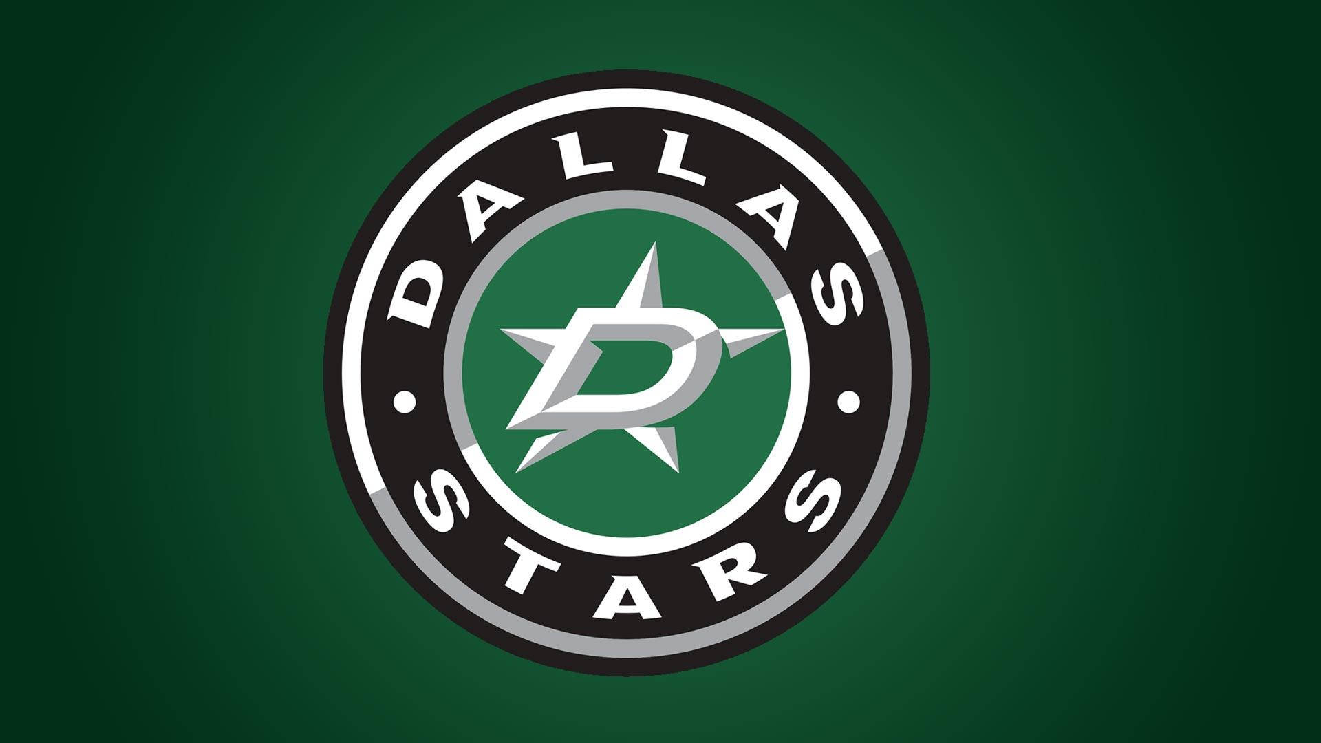 Dallas Stars 桌布 壁紙 — 達拉斯星隊NHL標誌居中於純綠色背景上，帶有金屬銀色和黑色點綴。