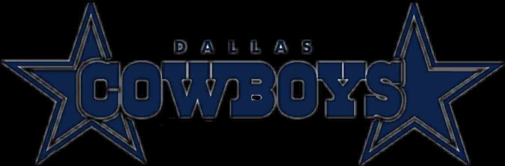 Dallas Cowboys Star 桌布 壁紙 — 達拉斯牛仔隊標誌，帶有鮮明的藍色星星和金屬字體，背景為黑色。