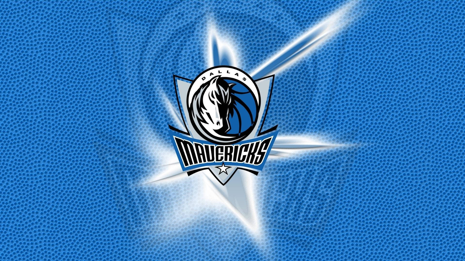 Mavericks 桌布 壁紙 — 達拉斯獨行俠標誌在藍色籃球紋理背景上散發出白光。