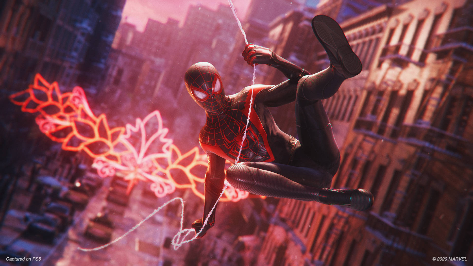 邁爾斯·摩拉斯 蜘蛛人 PS4 發光紅 壁紙