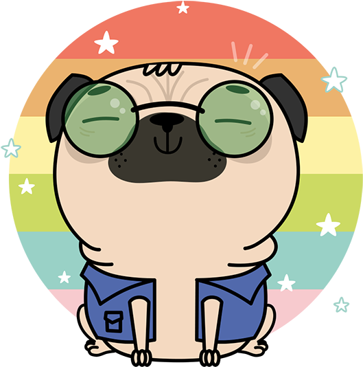 酷酷的卡通巴哥犬戴著太陽眼鏡 壁紙
