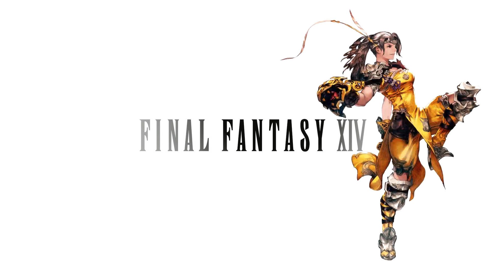 《最終幻想XIV》角色身穿金色盔甲動感擺姿勢