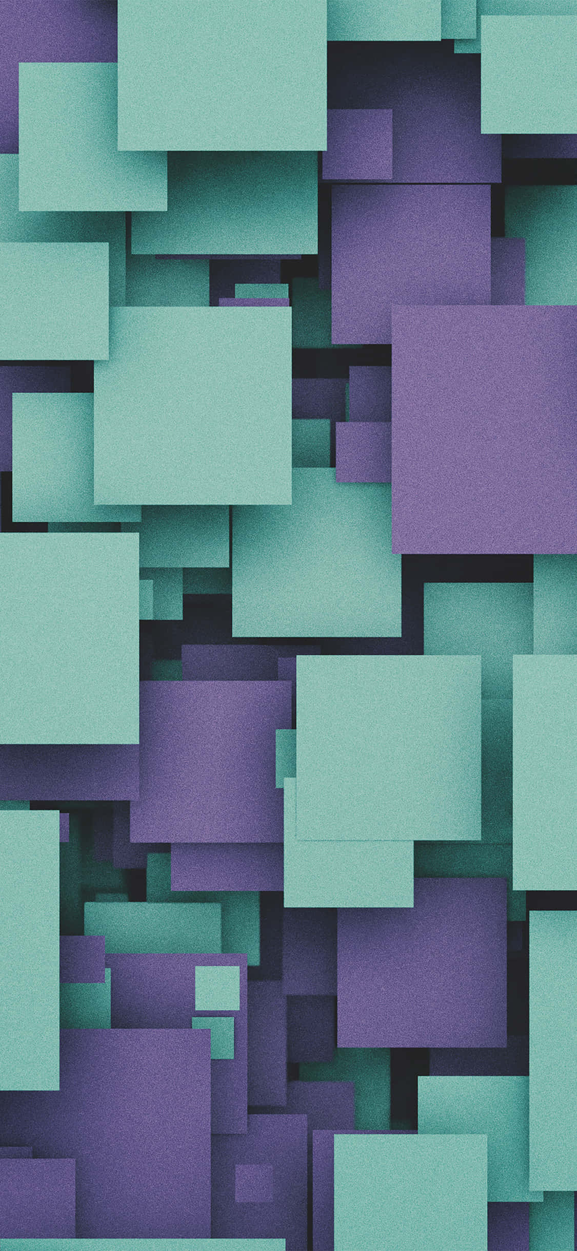 Square 桌布 壁紙 — 重疊的青色和紫色正方形創造出帶有柔和陰影的分層抽象3D幾何圖案。