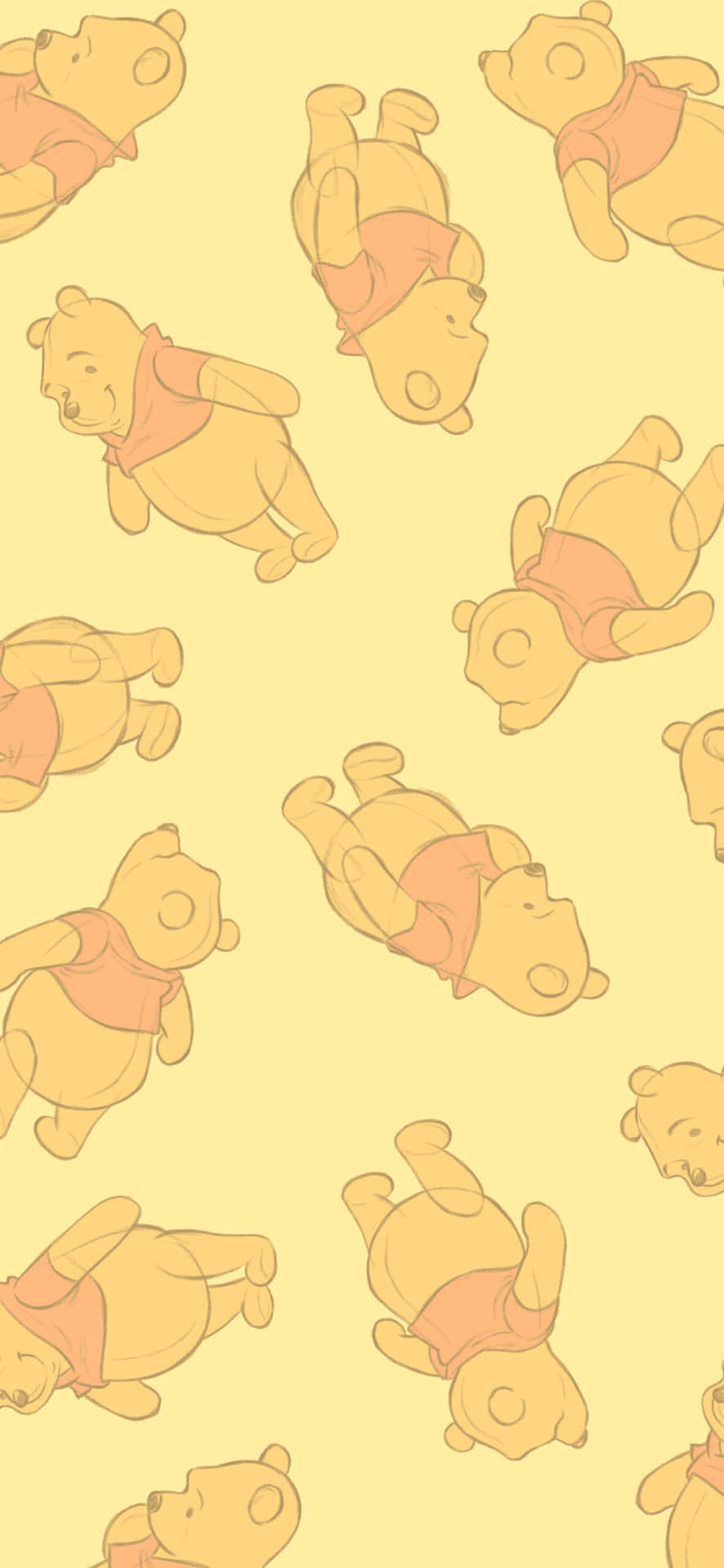 小熊維尼角色穿著紅色襯衫在黃色背景上。 — Winnie the pooh GIF 壁紙