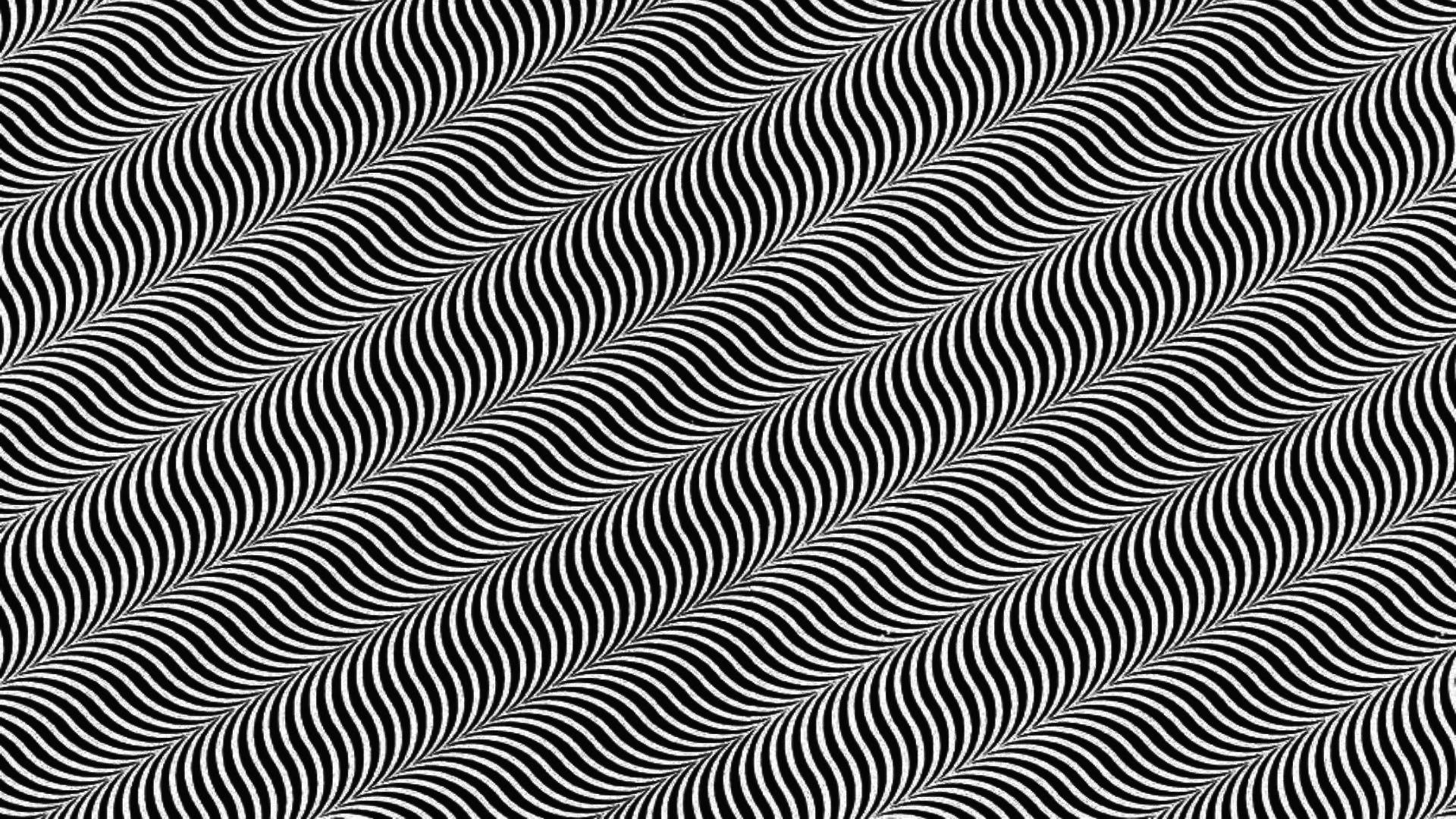 幻覺 桌布 壁紙 — 重複波浪條紋的黑白圖案營造出迷人的視錯覺效果。
