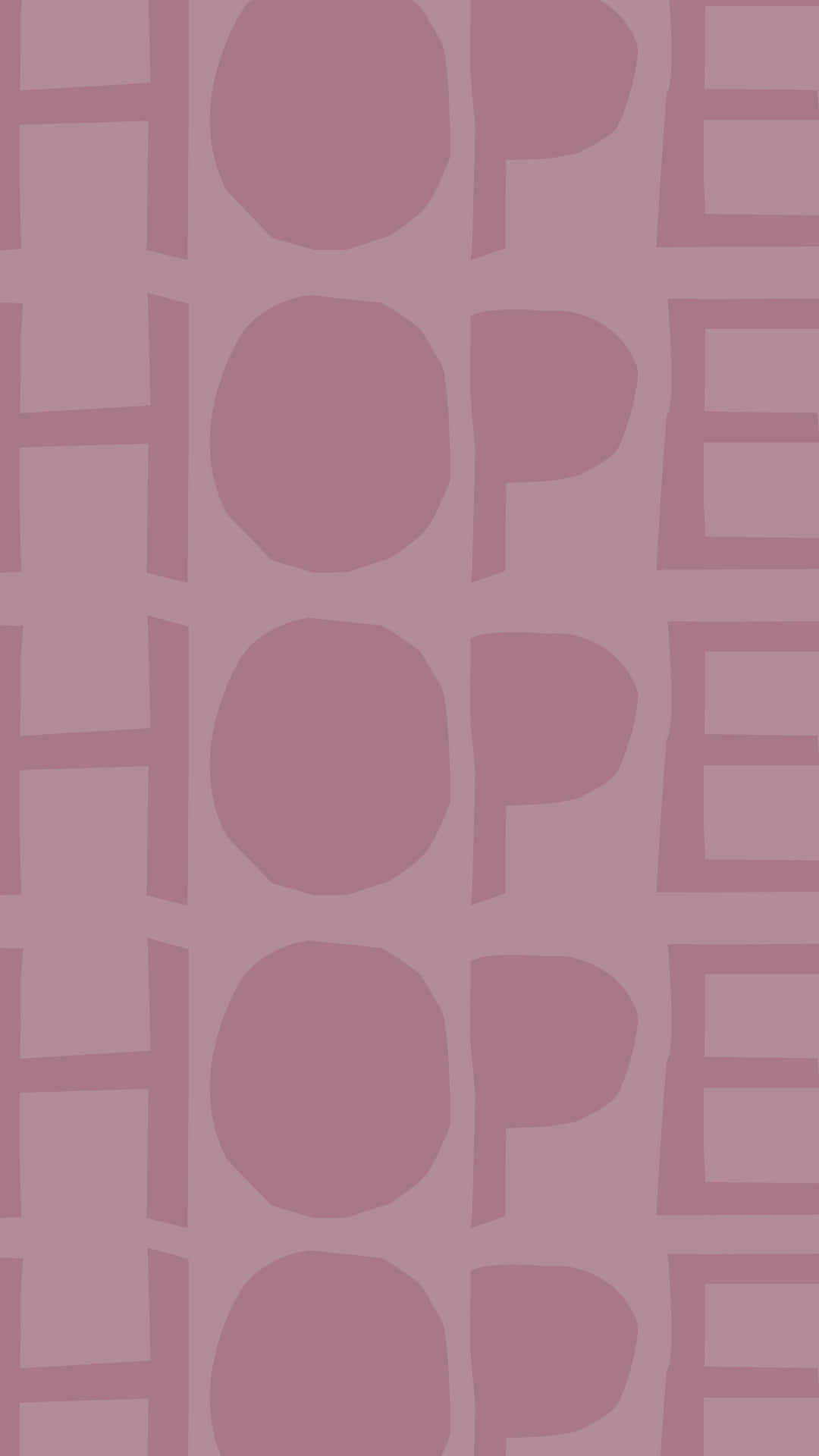 柔和紫紅色壁紙，帶有重複的「HOPE」文字圖案。 — 美學字眼 壁紙