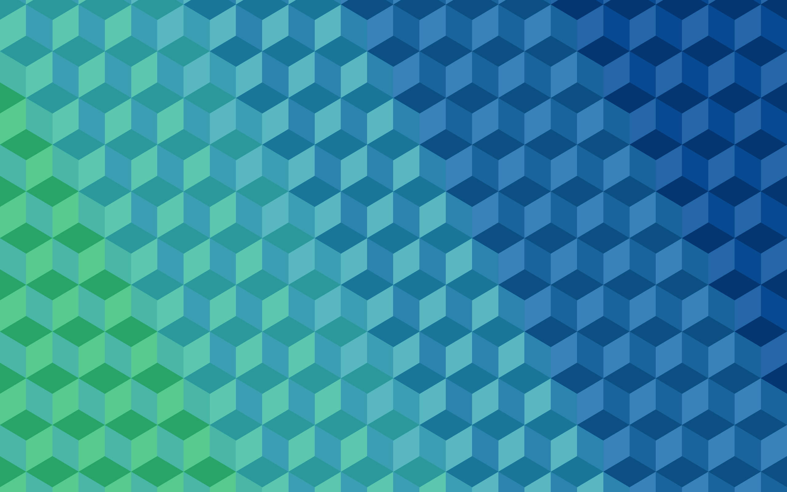 Square 桌布 壁紙 — 重複的3D立方體在藍色和綠色的漸變中形成無縫圖案，創造出現代幾何壁紙。