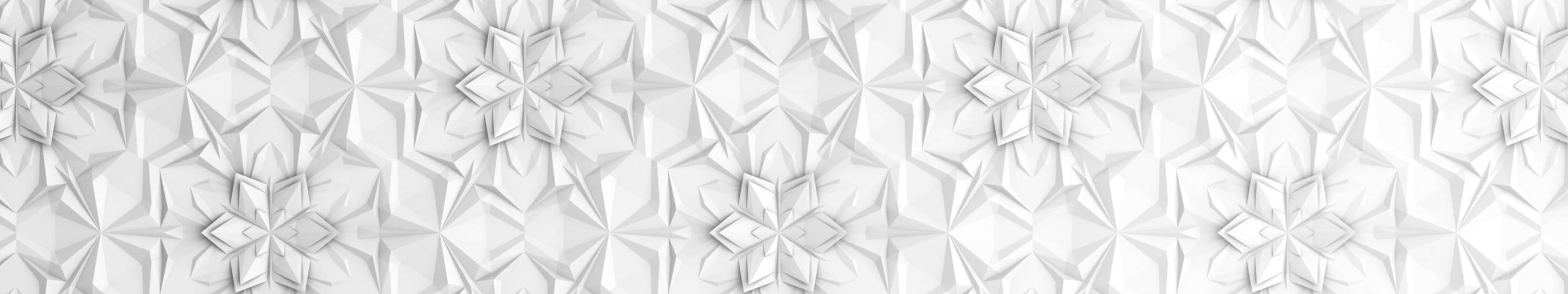 5760x1080 桌布 壁紙 — 重複的白色紙質星形幾何圖案，營造出乾淨有紋理的壁紙。