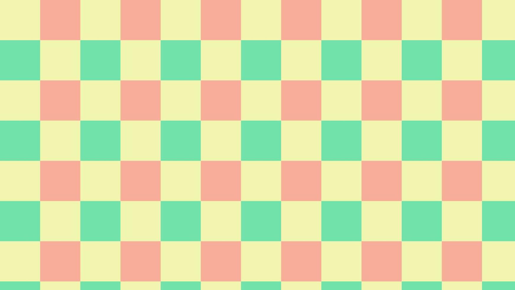 Aesthetic Cute Pastel 桌布 壁紙 — 重複的粉彩粉紅色和薄荷綠色方格棋盤圖案，營造出歡快的復古壁紙。