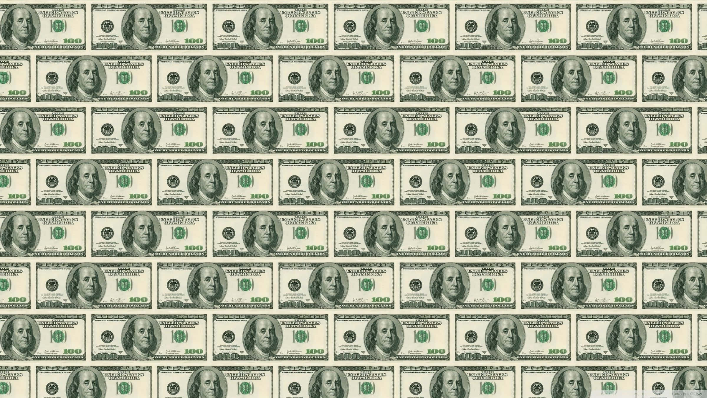 金錢 桌布 壁紙 — 重複的美國一百美元鈔票以網格排列的無縫圖案。