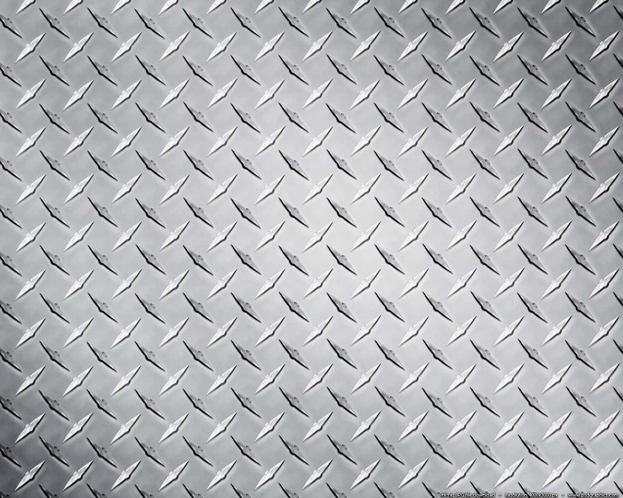 Diamond Plate 桌布 壁紙 — 金屬菱形板表面的特寫，具有重複的凸起菱形圖案和微妙的灰色高光。