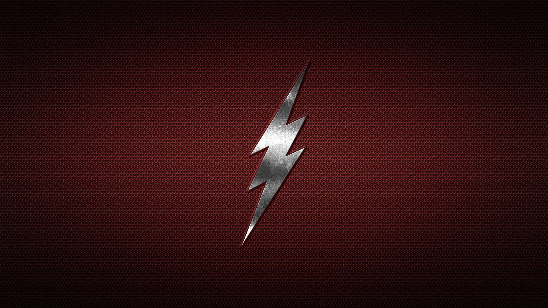 the flash 4K 桌布 壁紙 — 金屬銀色閃電在帶有漸變照明的深紅色紋理背景上發光。