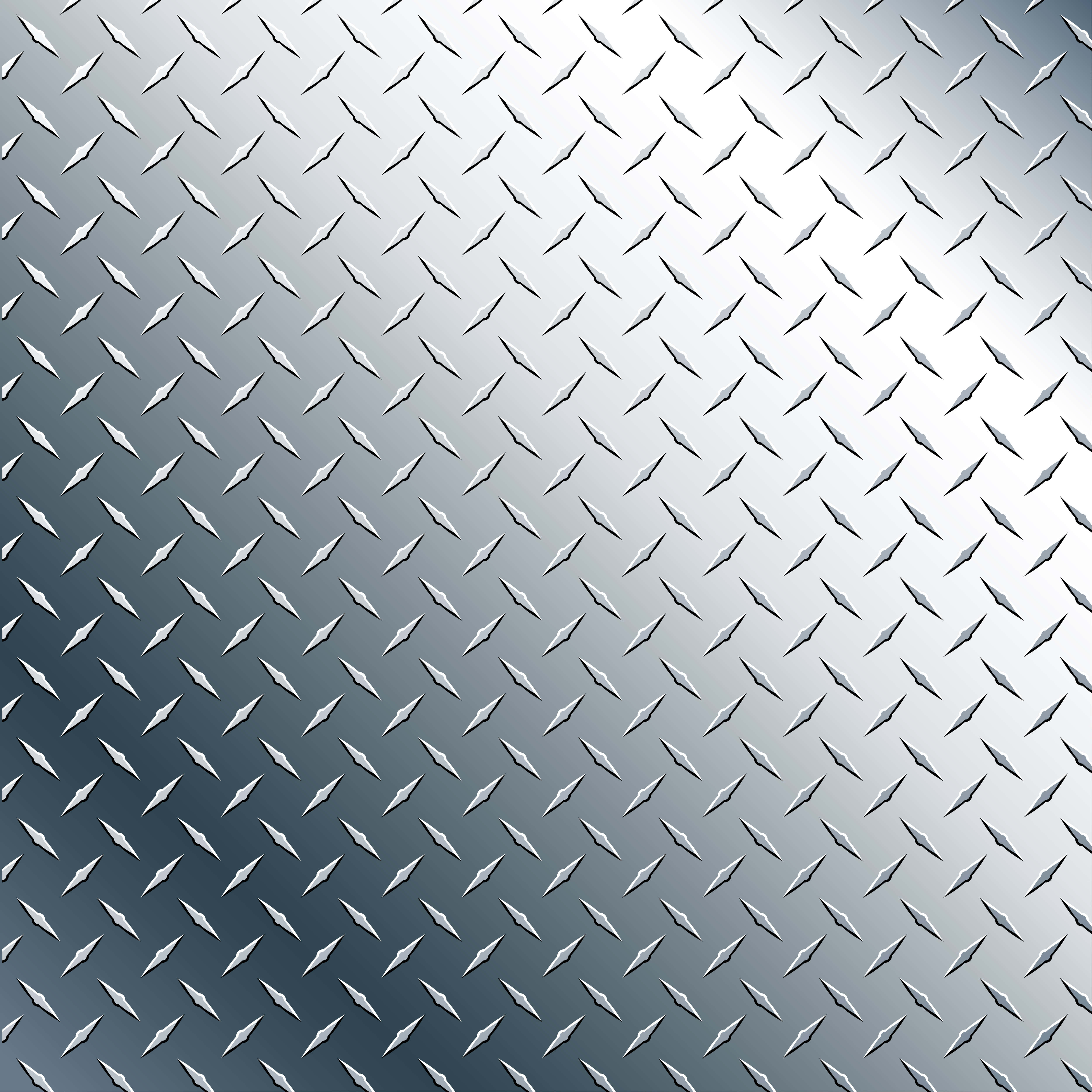 Diamond Plate 桌布 壁紙 — 金屬鑽石板表面的特寫，帶有從深灰色到亮銀色的漸變。