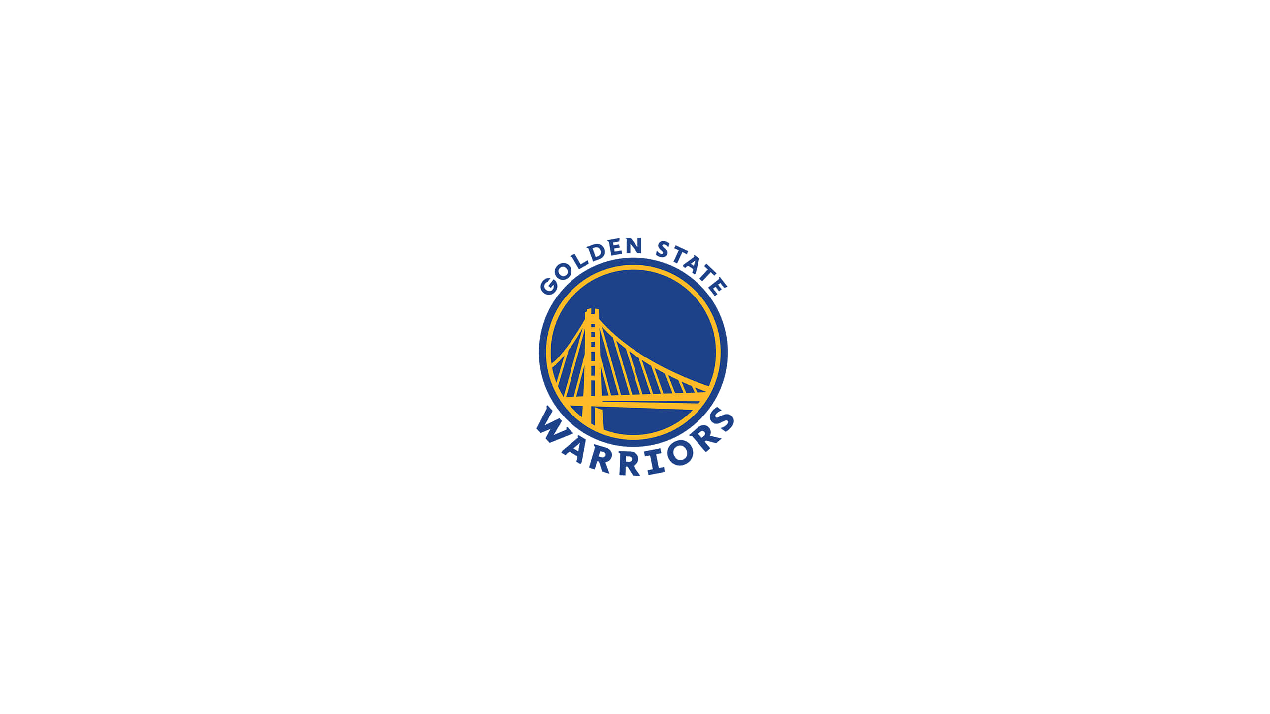 Golden State Warriors Logo 桌布 壁紙 — 金州勇士隊標誌，白色背景中央有一個藍色圓形背景上的黃色橋樑。