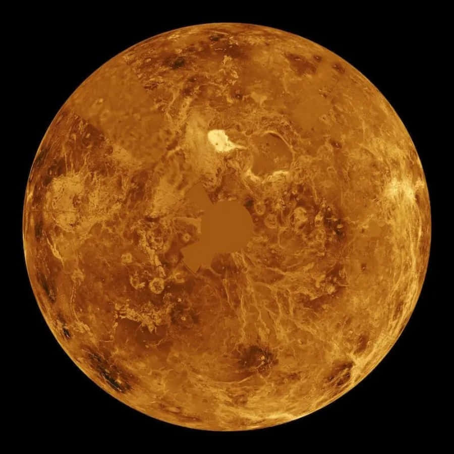 Mercury 桌布 壁紙 — 金星的近距離視圖，在太空的黑暗中發出金色光芒，揭示其紋理表面。