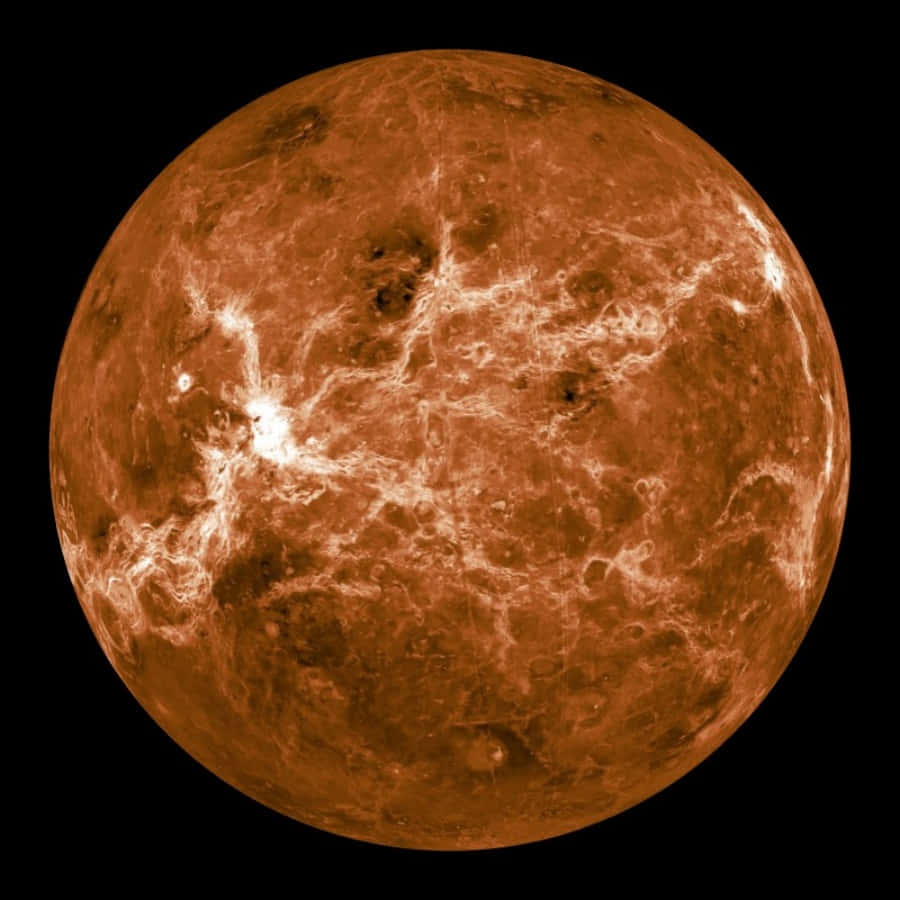 Mercury 桌布 壁紙 — 金星的近距離視圖，在黑色虛空中閃耀著旋轉的橙色和白色雲層。