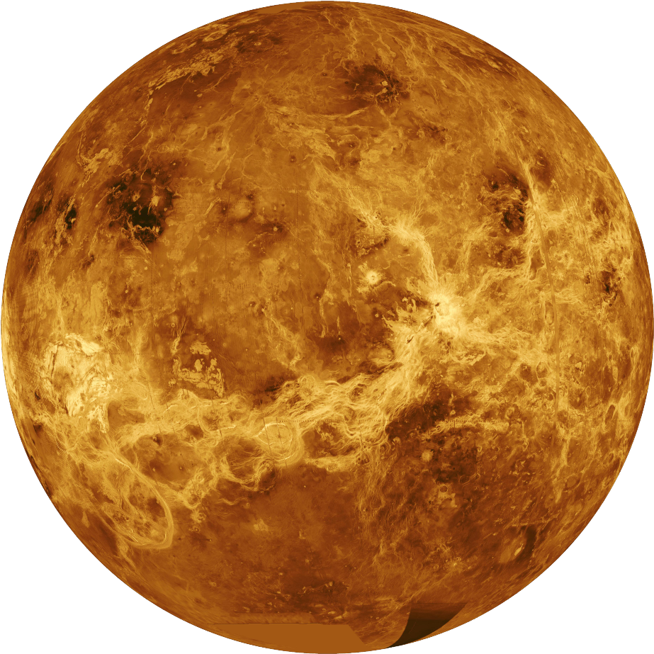 Mercury 桌布 壁紙 — 金星的近距離視圖，在黑色虛空中閃耀著旋轉的金色雲層和黑暗表面特徵。