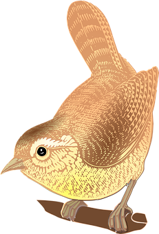 金棕色插畫鳥 壁紙