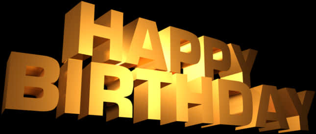 生日快樂 桌布 壁紙 — 金色3D字母拼出happy birthday，在黑色背景上發光。