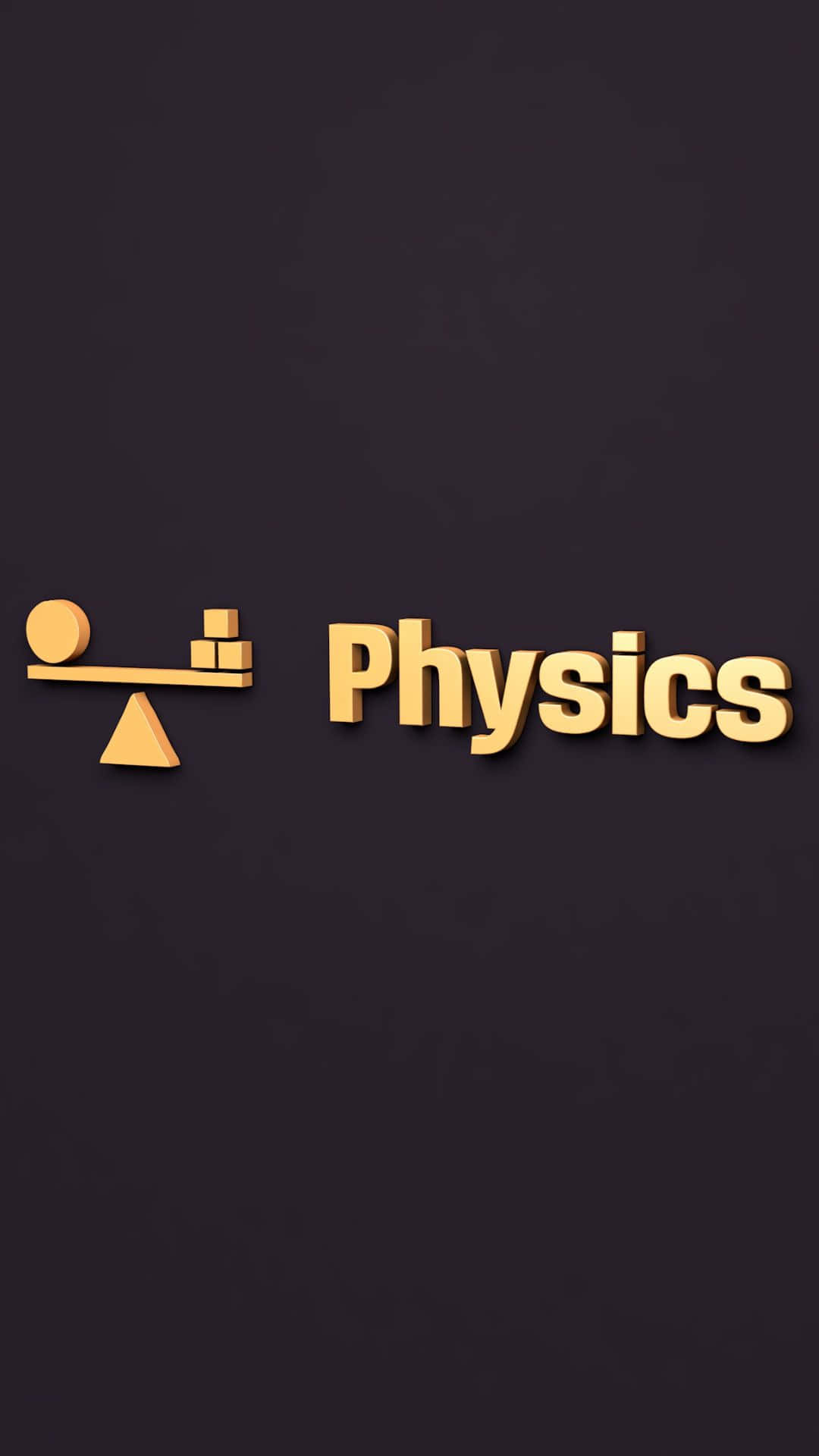 Physics 桌布 壁紙 — 金色3D物理標誌，帶有天秤，置於深色紋理背景上。