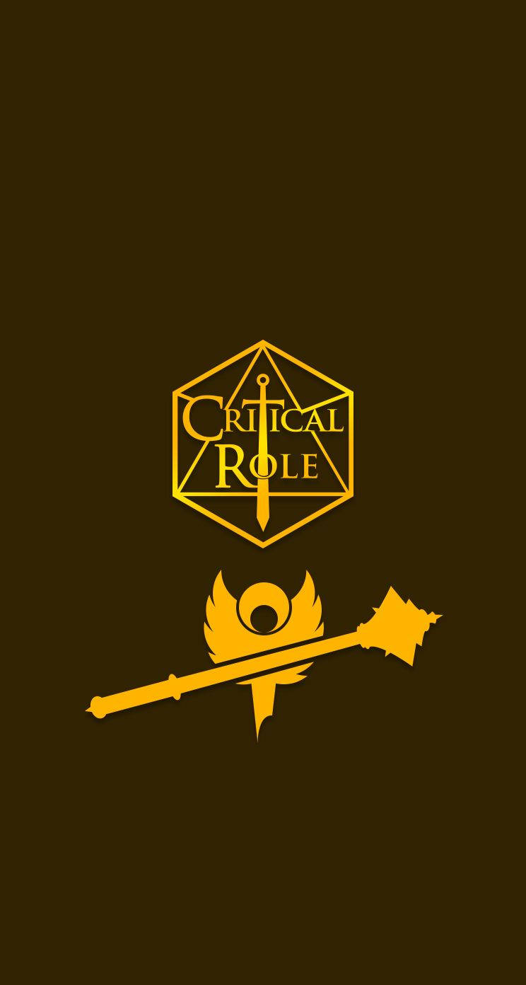 Role 桌布 壁紙 — 金色Critical Role標誌和狼牙棒圖示居中於深棕色背景上。
