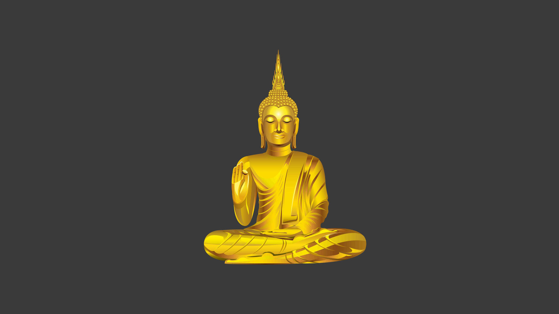 金色佛像冥想姿勢，深灰色背景 — 佛陀 GIF 壁紙