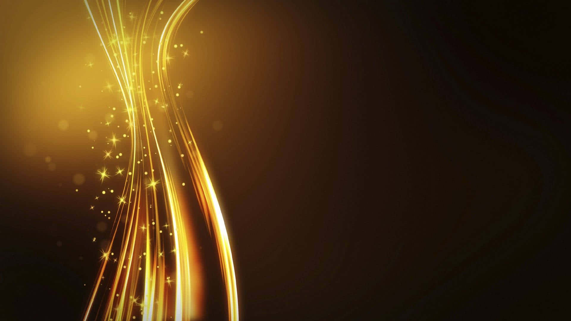 Elegant Black And Gold 桌布 壁紙 — 金色光軌與閃爍粒子在黑暗背景上旋轉，形成光芒四射的抽象運動。
