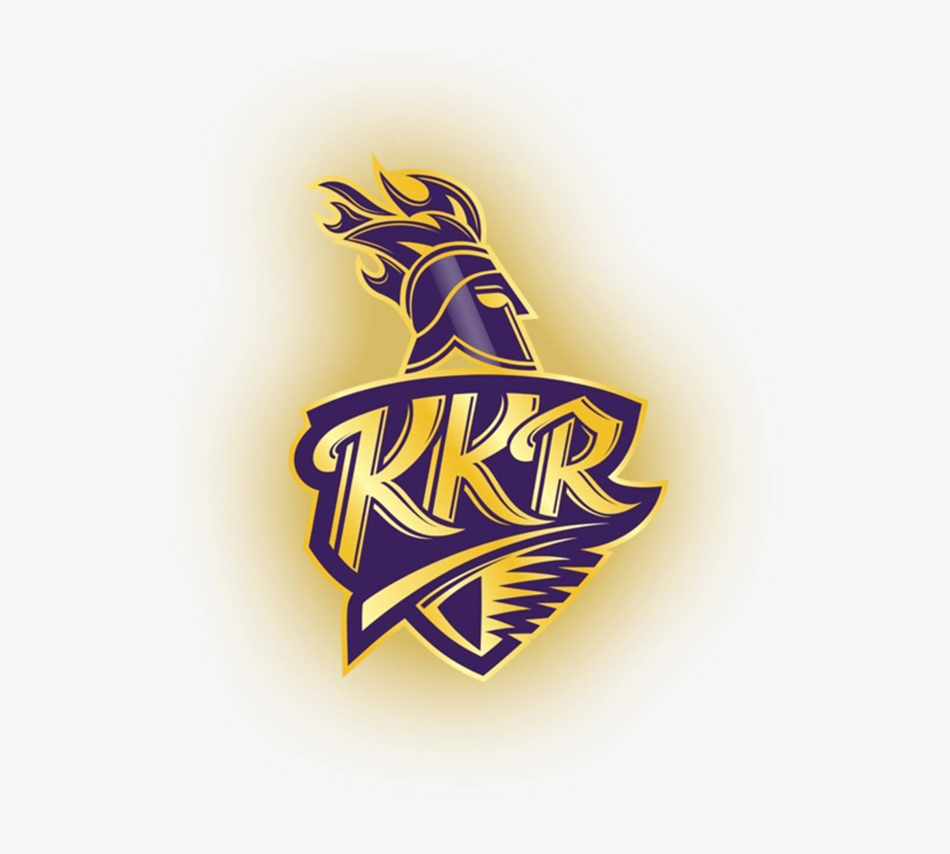 Riders 桌布 壁紙 — 金色和紫色的KKR標誌，火焰頭盔戰士頭像位於風格化字母上方，帶有發光光環。