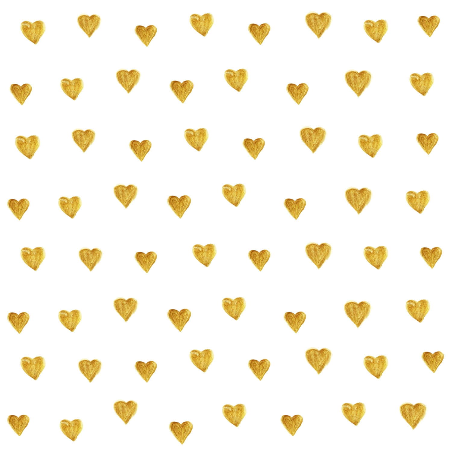 Heart Pattern 桌布 壁紙 — 金色手繪心形散落在潔白背景上，形成重複圖案。