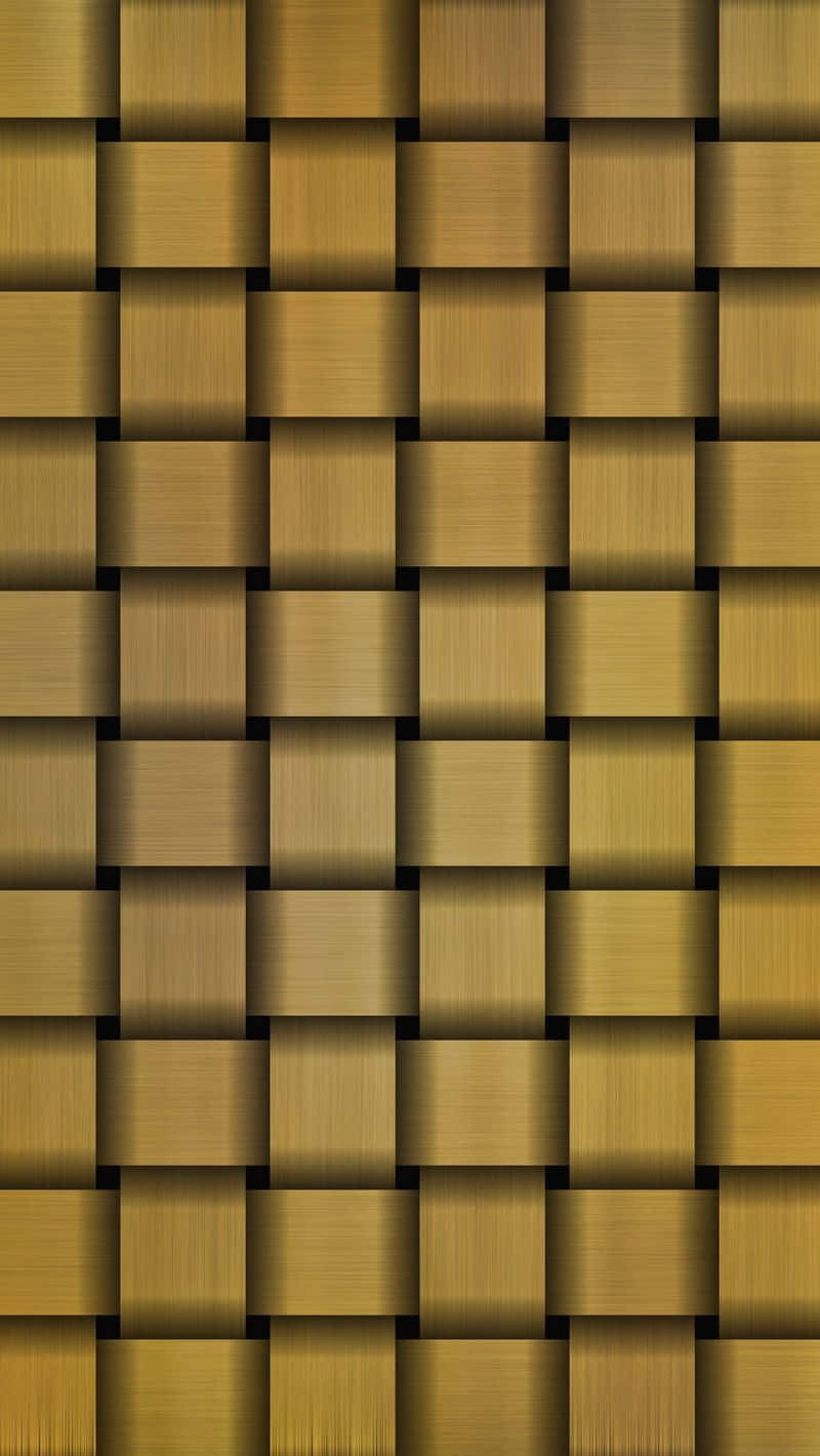 Creative iPhone 桌布 壁紙 — 金色拉絲金屬立方體形成重複編織圖案，帶有細微陰影和溫暖高光。