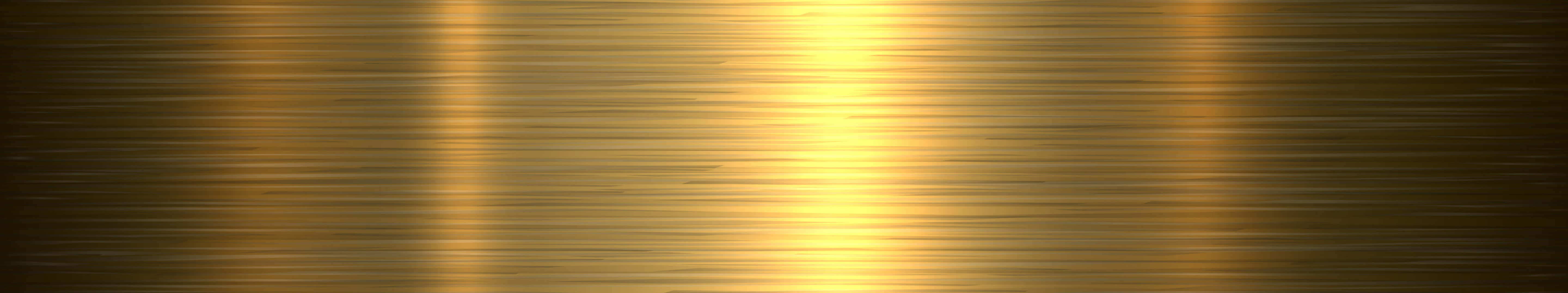 5760x1080 桌布 壁紙 — 金色拉絲金屬表面，帶有垂直條紋，反射溫暖光線。