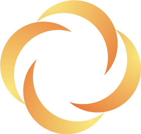 Circle Logo 桌布 壁紙 — 金色新月形狀在純黑背景上動態旋轉，營造出光芒四射的抽象動感。