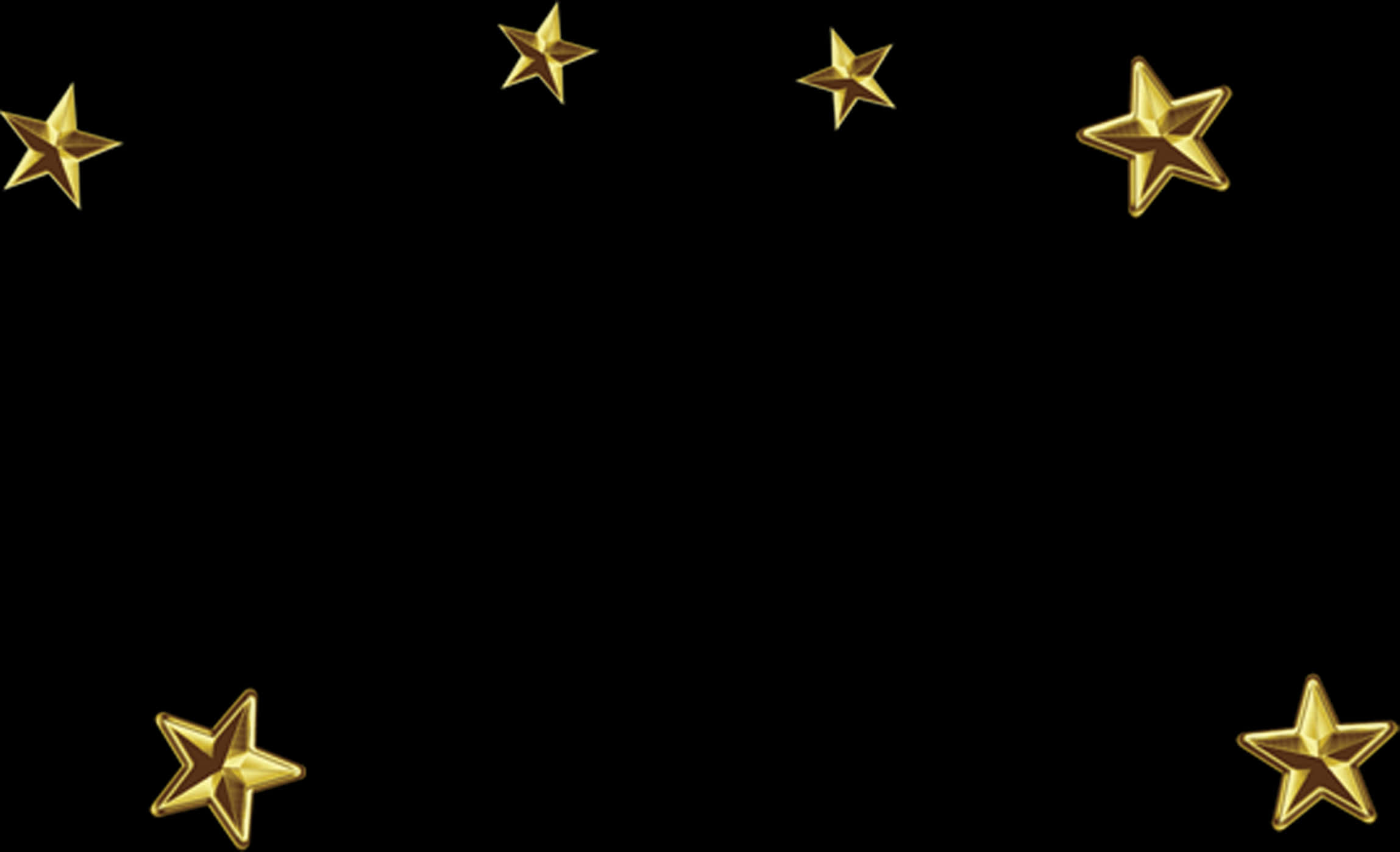 Stars 桌布 壁紙 — 金色星星在純黑色背景的角落漂浮，營造出節日或獎項主題的邊框。