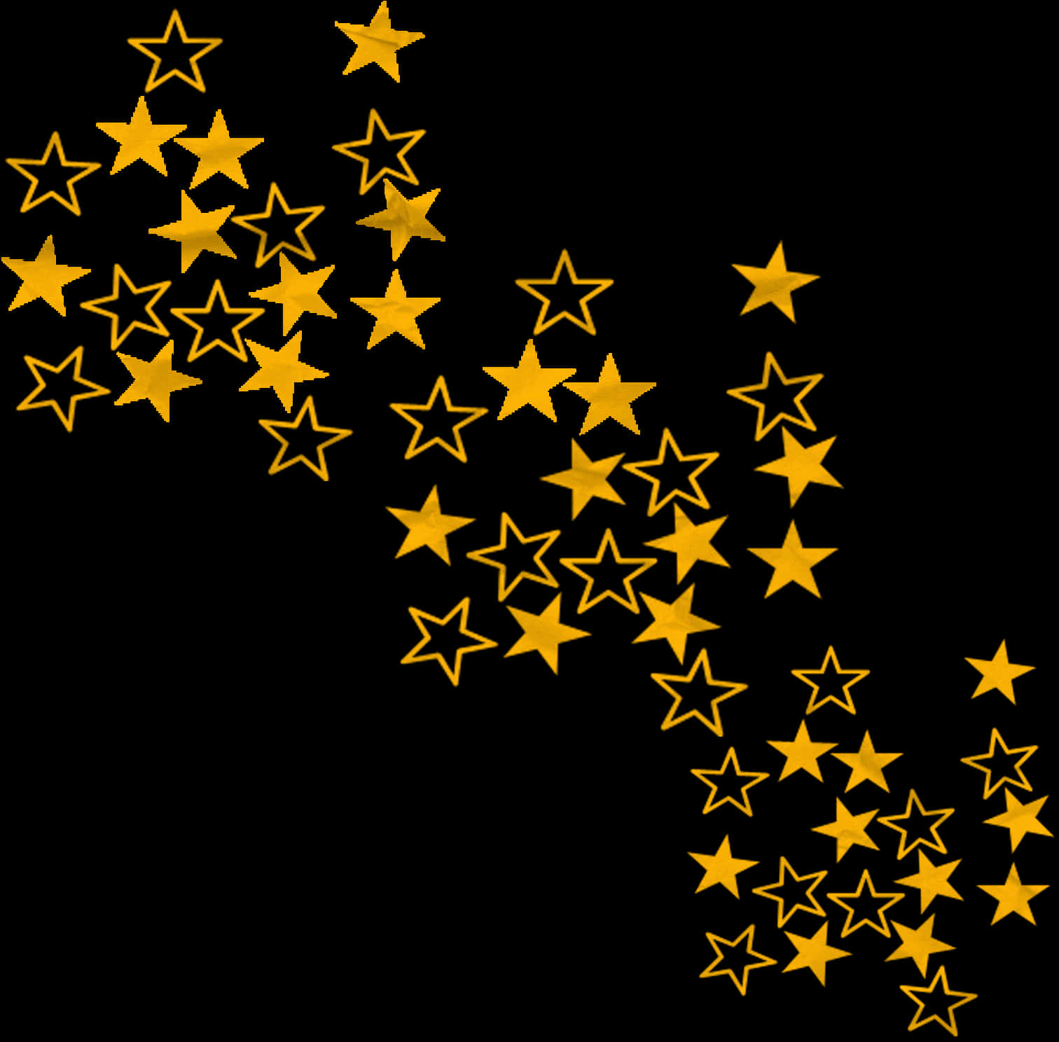 Star Border 桌布 壁紙 — 金色星星沿對角線在黑色背景上層疊，形成閃爍的數位圖案。