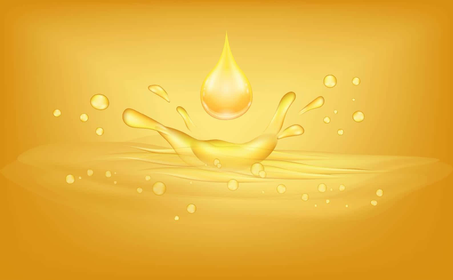 Oil 桌布 壁紙 — 金色油滴在溫暖的漸層背景上以慢動作向上飛濺。