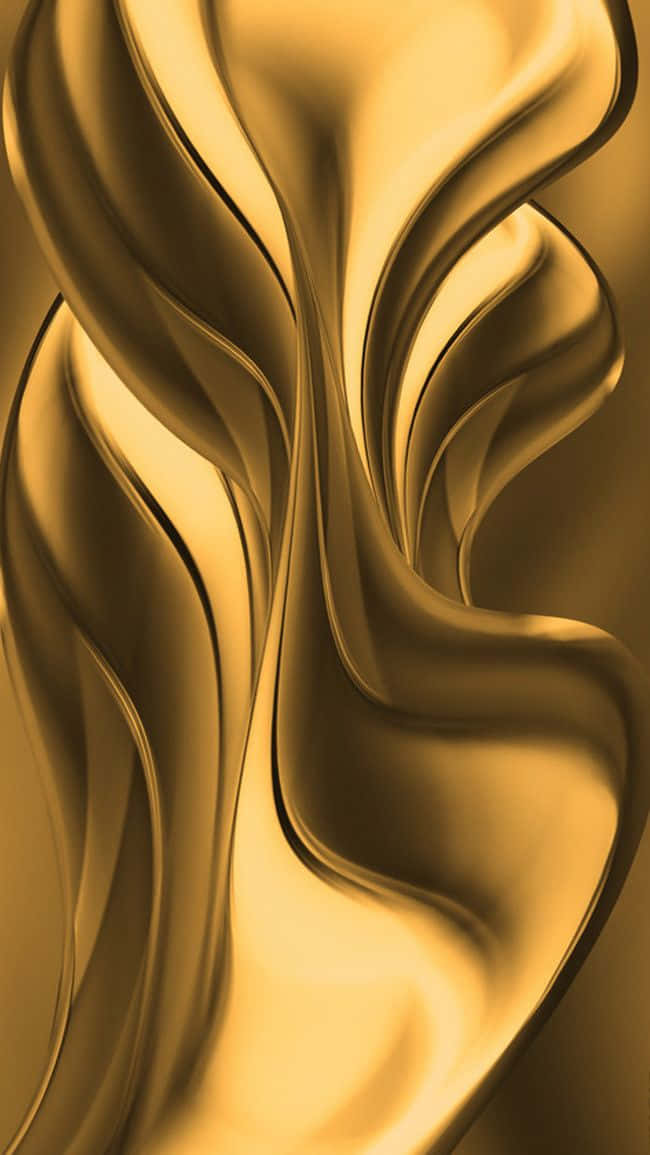 Gold Silk 桌布 壁紙 — 金色液體絲綢以優雅的起伏波浪流動，營造出帶有柔和亮點和深邃陰影的奢華抽象圖案。