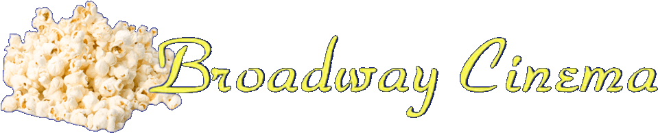 Logo Design 桌布 壁紙 — 金色爆米花堆在黑色背景上發光黃色Broadway Cinema字樣旁邊。