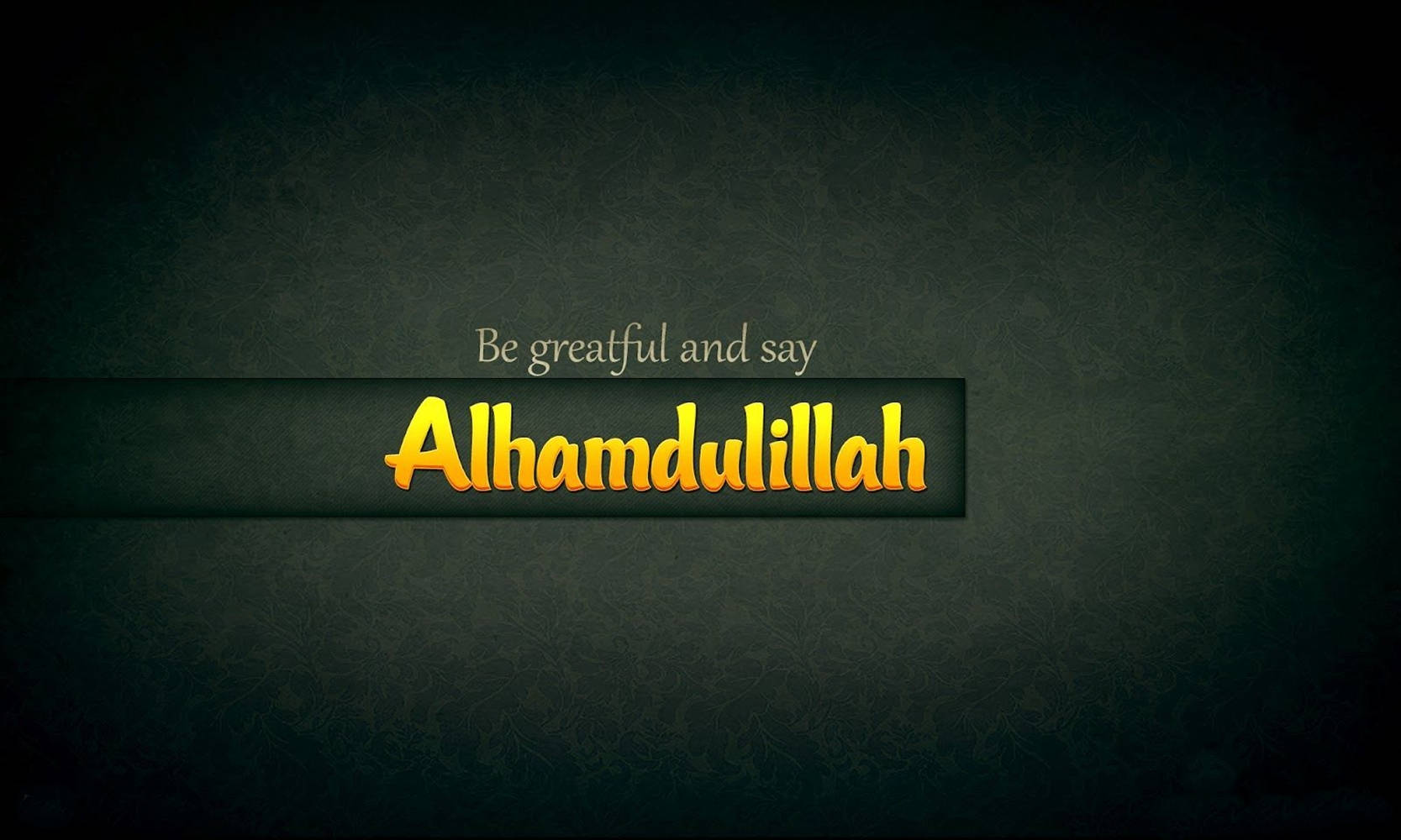 深色紋理背景上顯示「Alhamdulillah」的金色文字 — 深綠色動畫 壁紙