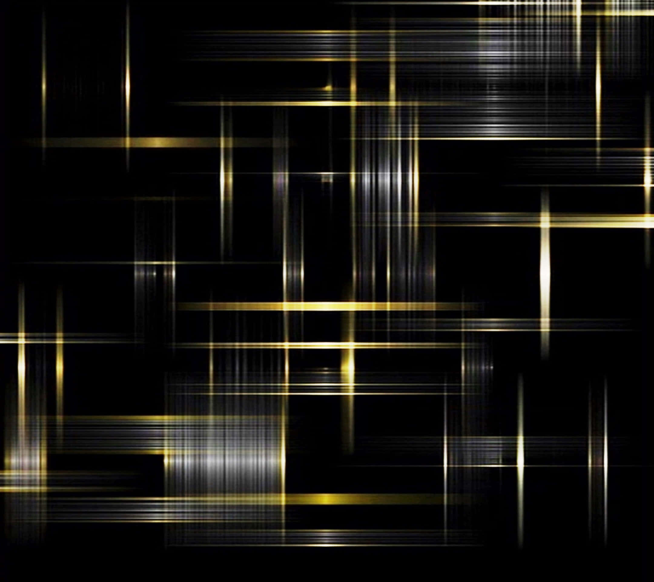 Elegant Black And Gold 桌布 壁紙 — 金色發光線條在深黑色背景上交錯，形成未來主義抽象圖案。