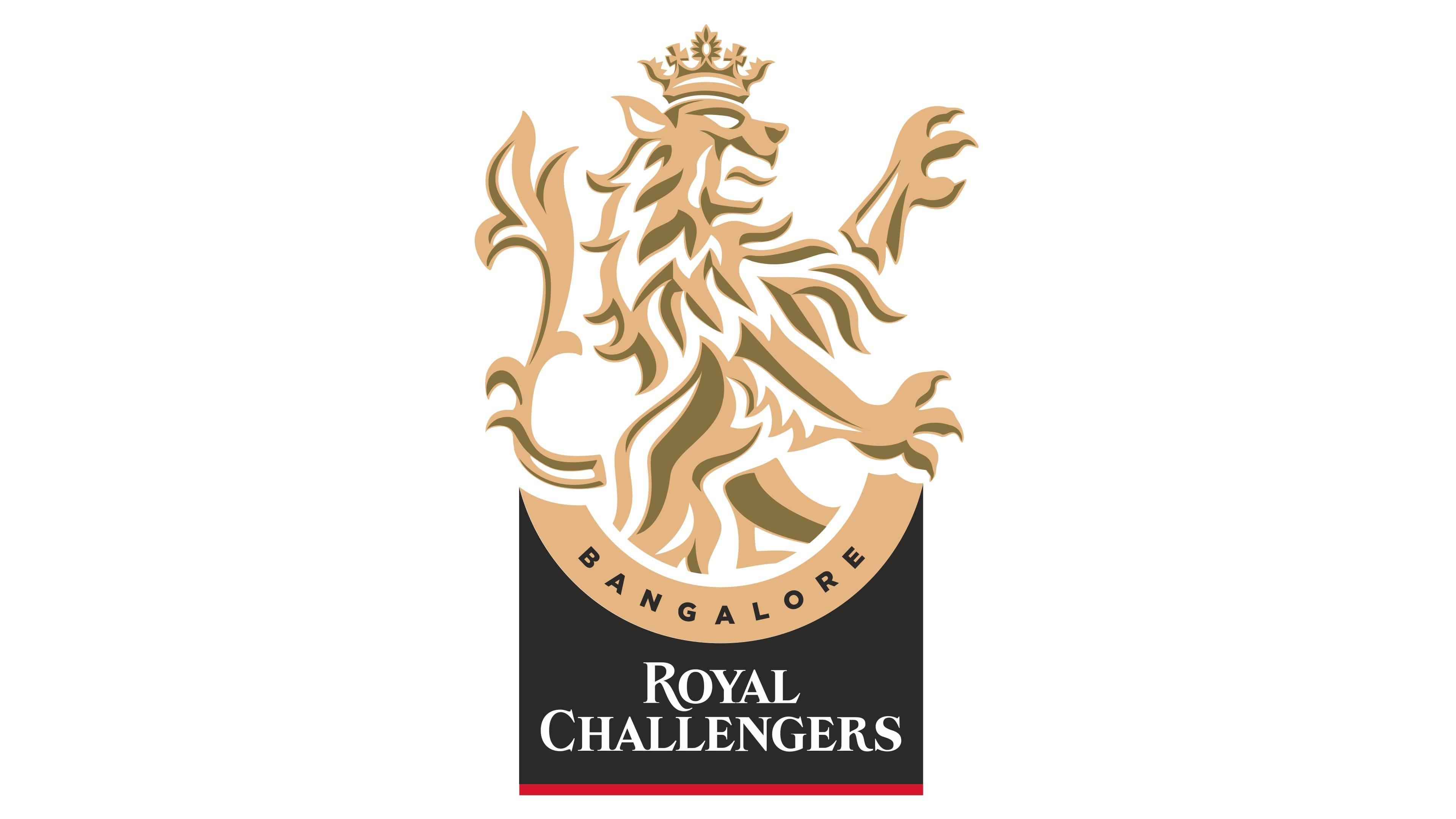 Royal 桌布 壁紙 — 金色皇冠獅子立於黑色盾牌上，並有「Bangalore Royal Challengers」文字。