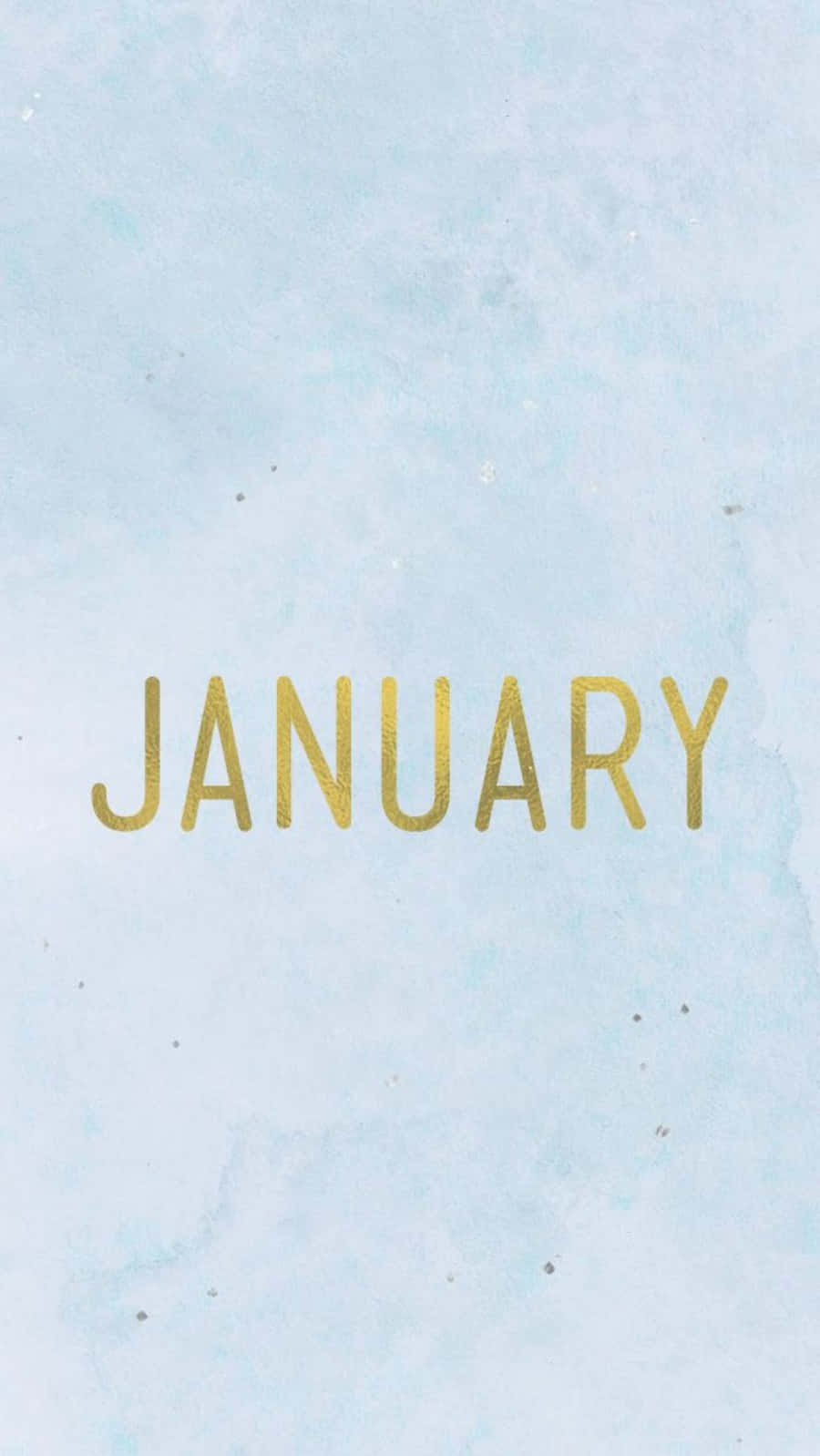Pastel Blue 桌布 壁紙 — 金色箔紙的「January」一詞在柔和紋理的淺藍色水彩背景上脫穎而出。