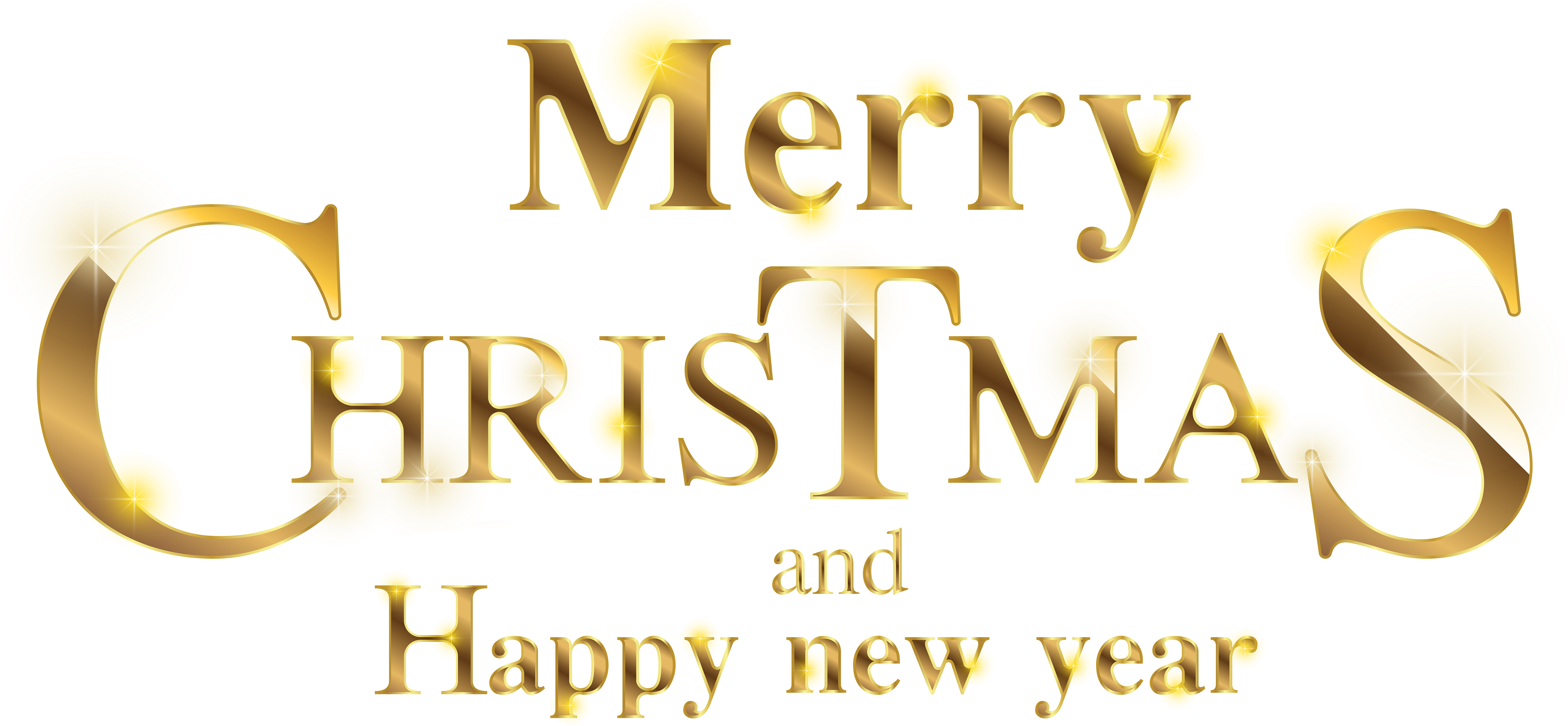 Happy New Years 桌布 壁紙 — 金色節日文字在黑色背景上閃爍裝飾，寫著「聖誕快樂，新年快樂」。