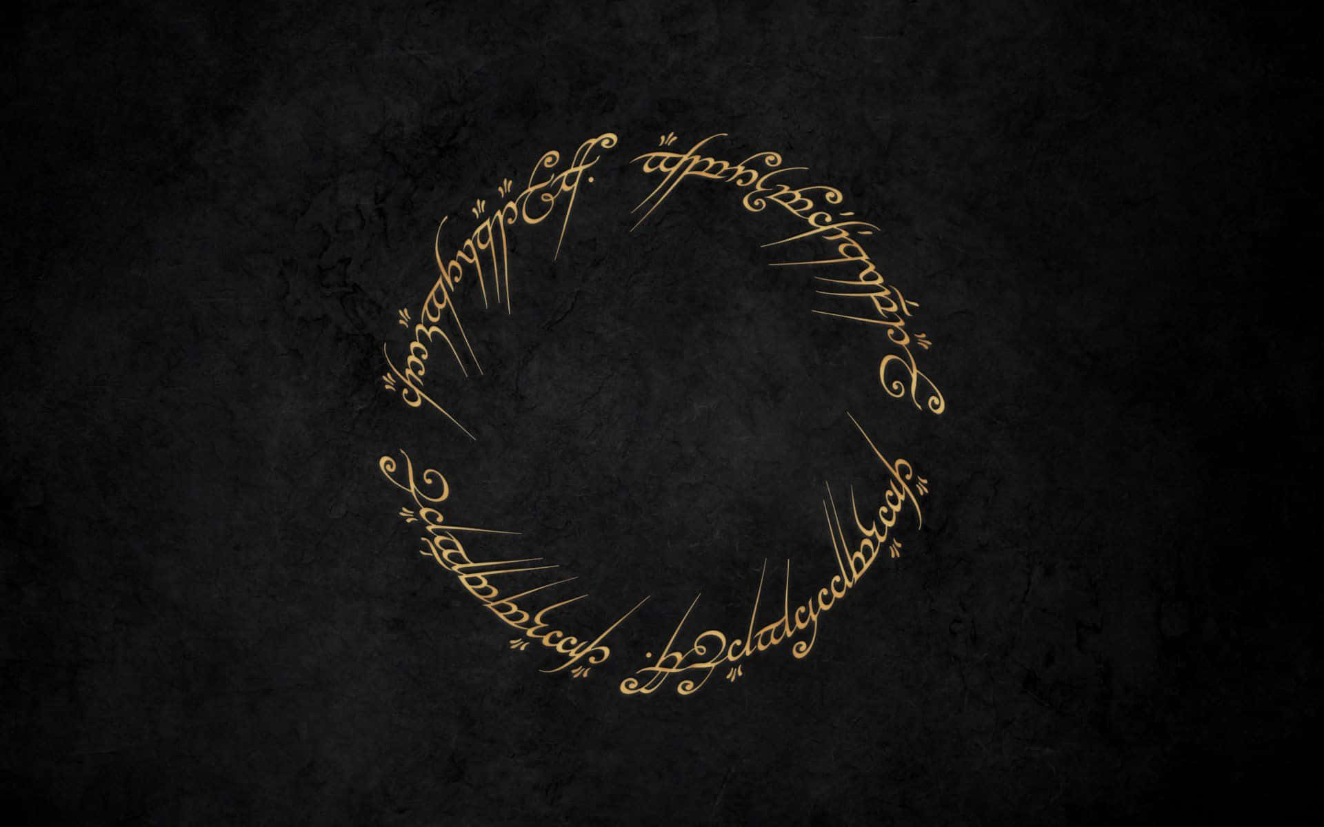 Lotr 桌布 壁紙 — 金色精靈文字在深色紋理背景上形成發光圓圈。