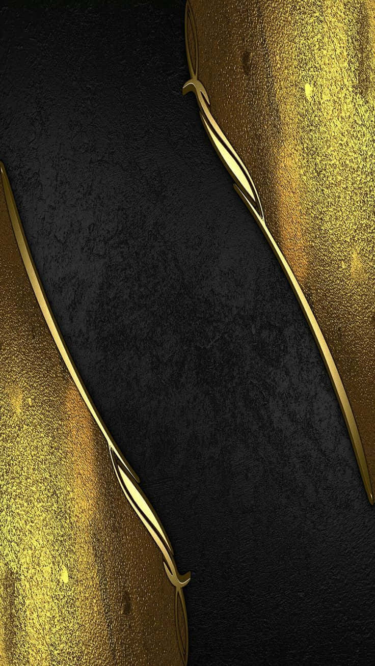 Elegant Black And Gold 桌布 壁紙 — 金色紋理絲帶在深啞黑色背景上優雅彎曲，營造出優雅的抽象構圖。