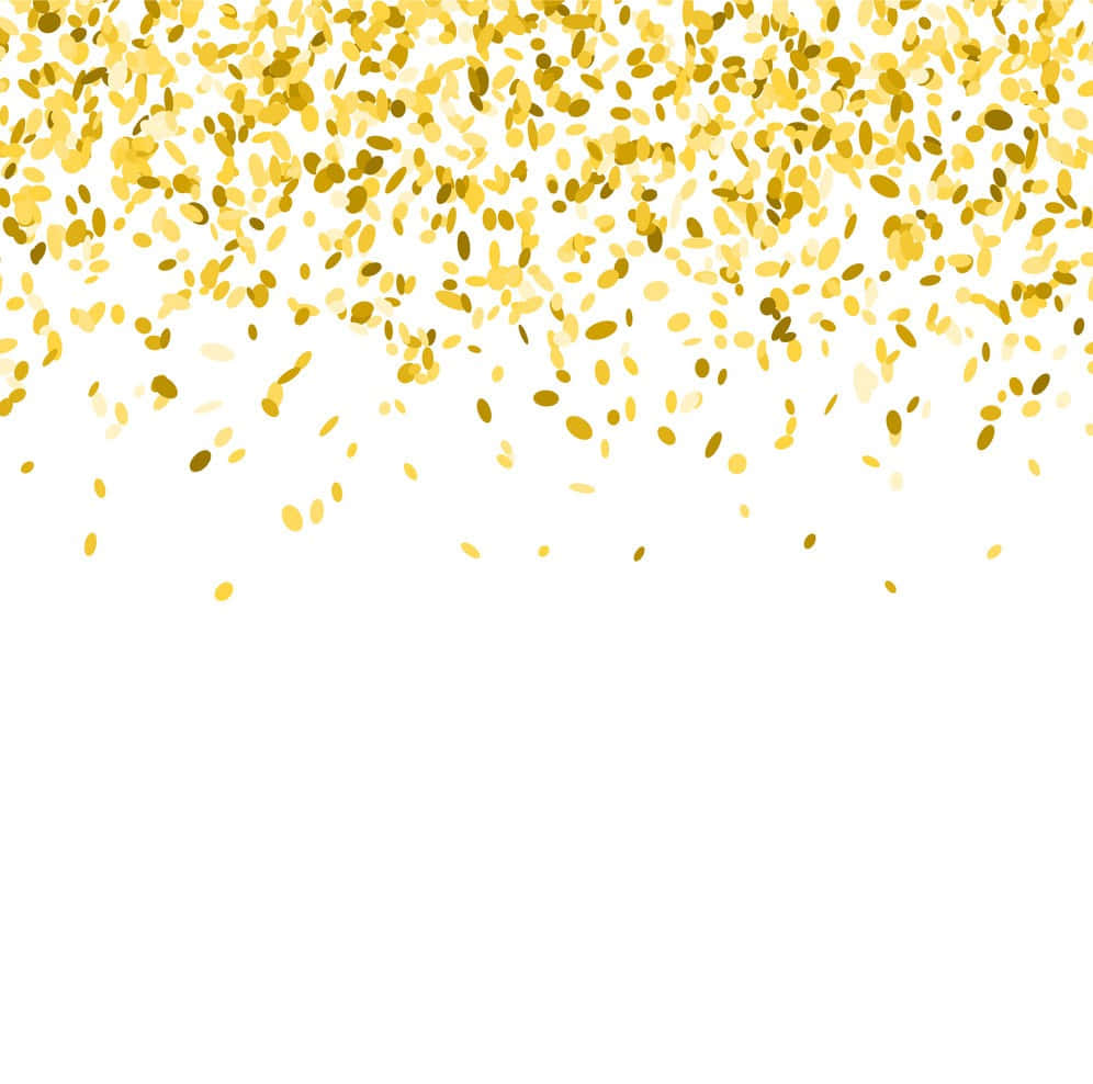 Gold Confetti 桌布 壁紙 — 金色紙屑以對角線方式灑落在潔白背景上，營造出節日慶祝氣氛。