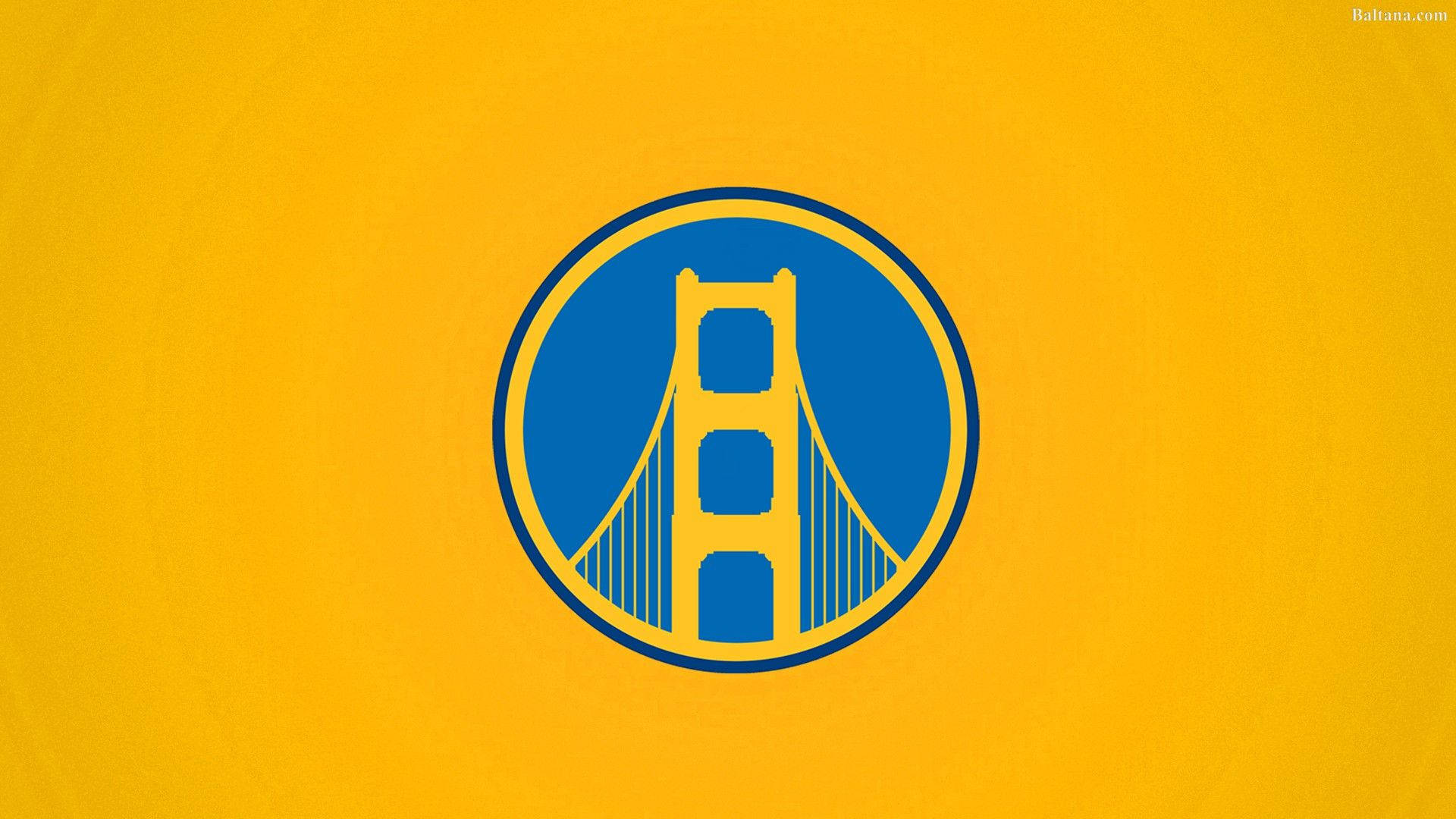 Warriors 桌布 壁紙 — 金色背景上藍色圓圈內的金門大橋標誌。
