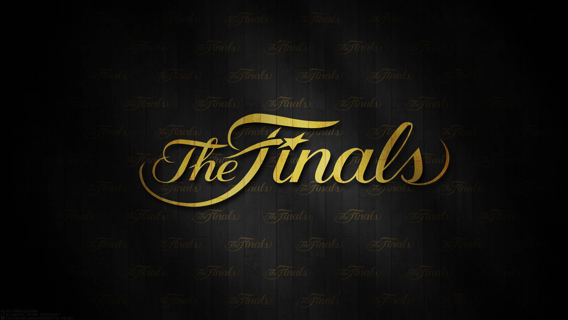 深色紋理背景上帶有浮水印的金色 'The Finals' 標誌。