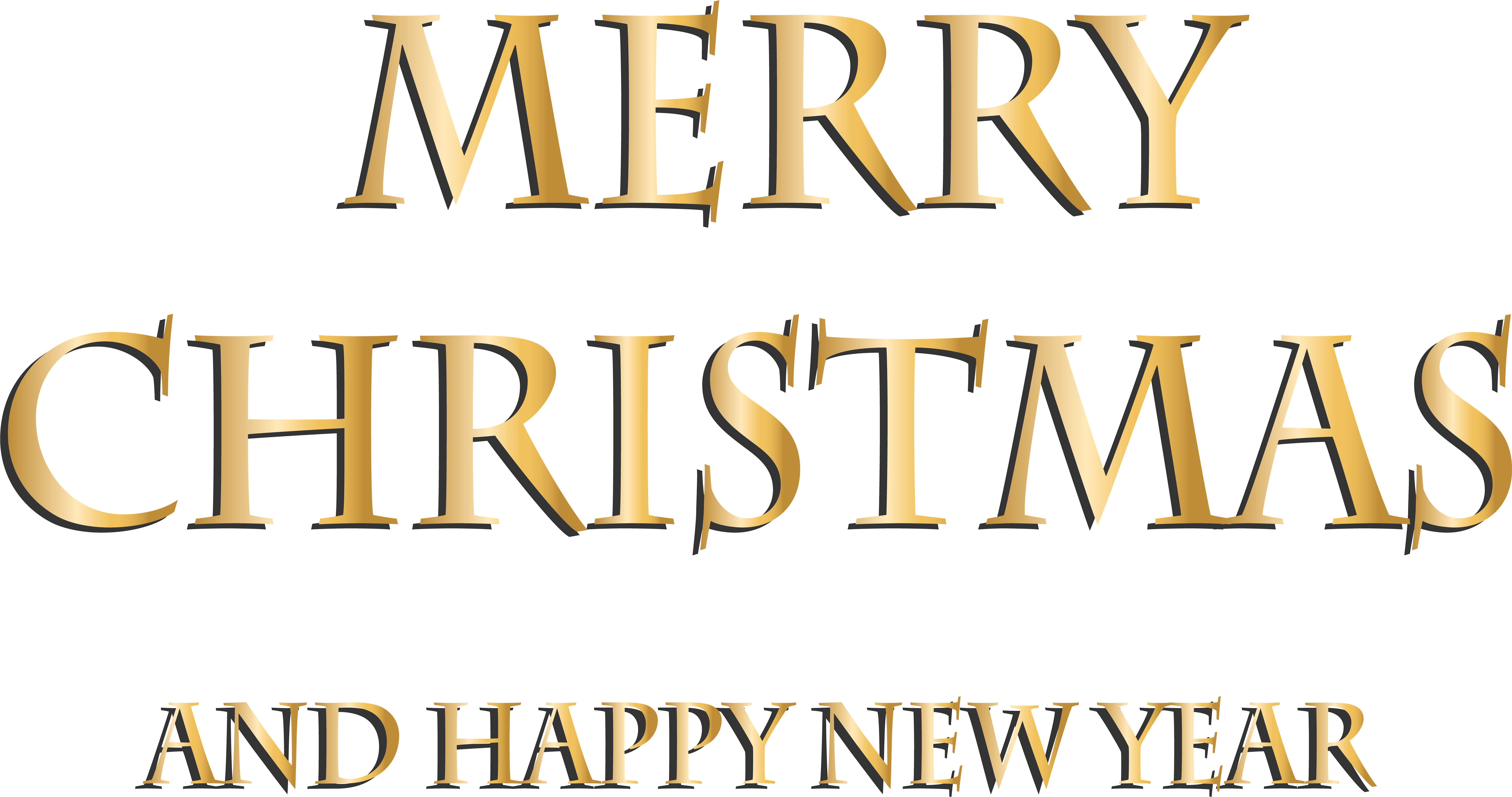 merry christmas and happy new year 桌布 壁紙 — 金色襯線字體 Merry Christmas and Happy New Year 在純黑背景上發光。