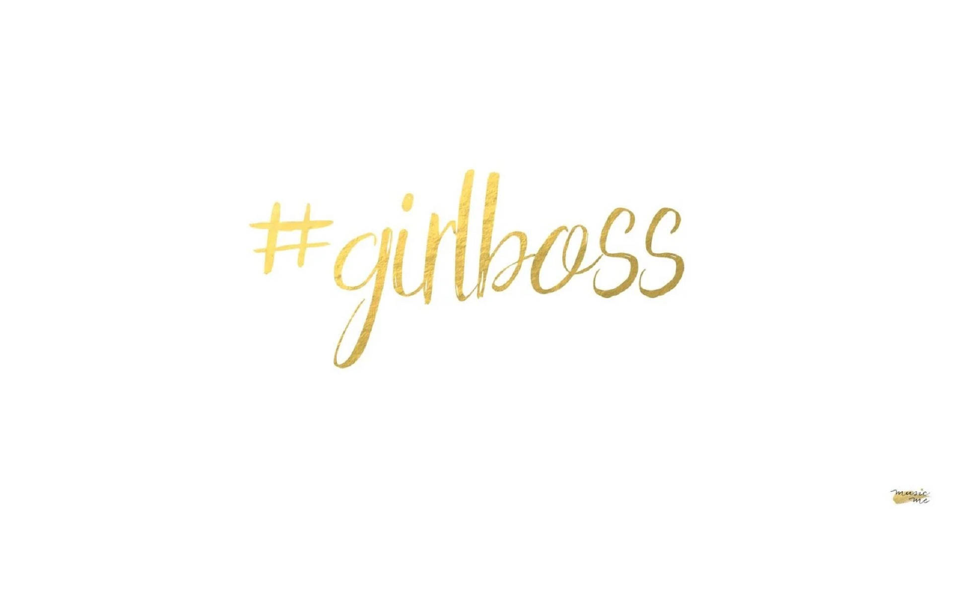 boss 桌布 壁紙 — 金色閃粉 hashtag girlboss 文字居中於潔白背景，帶有輕微浮水印。