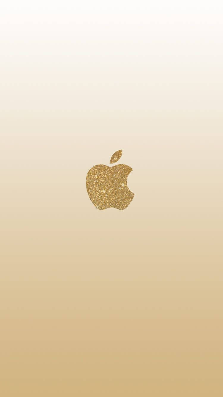 iPhone 6s Gold 桌布 壁紙 — 金色閃粉Apple標誌居中於柔和漸變米色背景上。